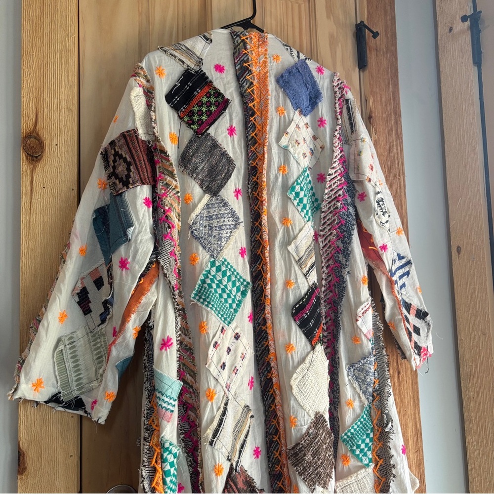 🆕 A Rare Bird Patchwork Multicolor Open Front Cardigan OS - Picture 14 of 16